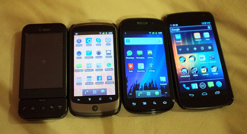 Old android phones. Picture from wikipedia.org.